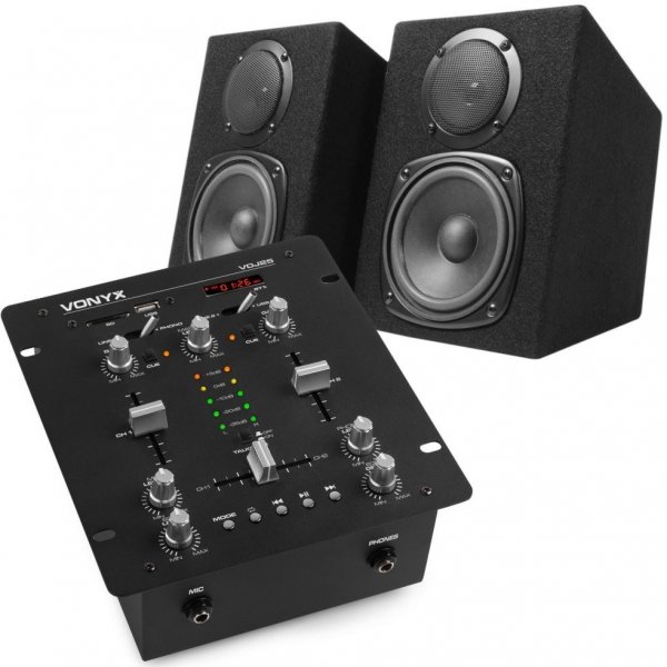 hi-fi systém Vonyx VDJ25 DJ Set mixpultu se zesilovačem a monitory