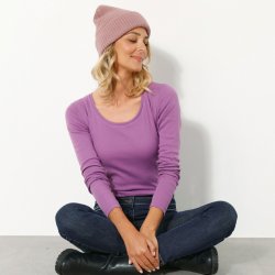 Blancheporte Jednobarevné tričko s dlouhými rukávy bio bavlna fialová