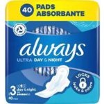 Always Ultra Day & Night hygienické vložky vel. 3 s křidélky 40 ks – Hledejceny.cz