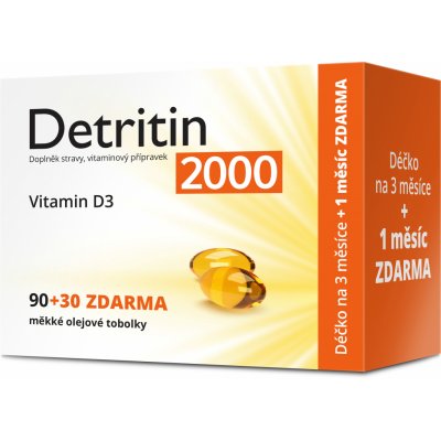 Detritin Vitamin D3 2000 IU 90+30 měkkých tobolek – Zboží Dáma