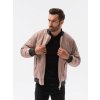 Pánská bunda Ombre Clothing pánská přechodová bomber bunda Eugenia C516 béžová