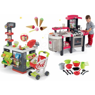 Smoby set obchod Supermarket s pokladnou a kuchyňka Superchef s hrnci a zmrzlinou 350213-28