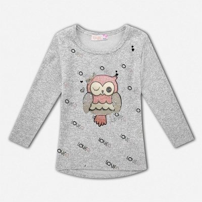 Kugo ML7227 dívčí pleteninové tričko šedá – Zboží Mobilmania