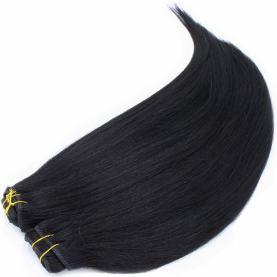 Clip in maxi set 43cm pravé lidské vlasy REMY černá – Sleviste.cz