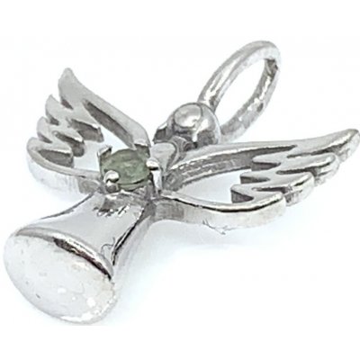 Jan Kos jewellery Stříbraný přívěsek anděl s vltavínem 32106