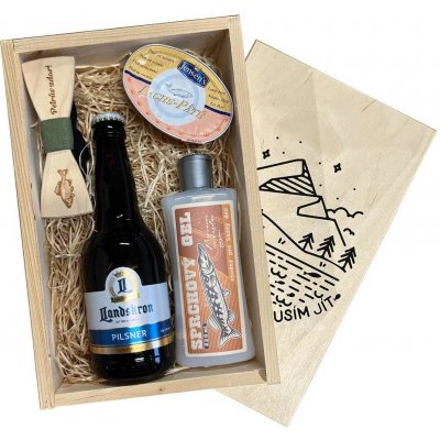 dárková dřevěná bedna Ryby volají a já musím jít – Sleviste.cz