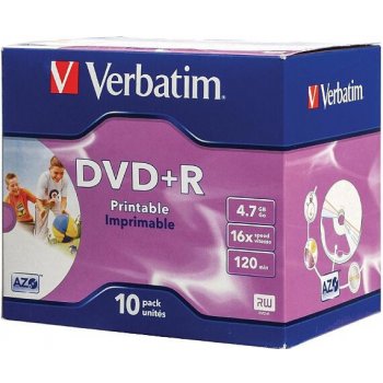 Verbatim DVD+R 4,7GB 16x, Advanced AZO+, printable, jewel, 10ks (43508)