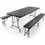 Garthen 39509 Zahradní set lavice a stůl v ratanové optice černá – Hledejceny.cz