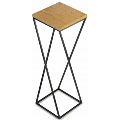 DekorStyle Květinový stojan LOFT I 70 cm černý/dub lancelot – Zboží Dáma