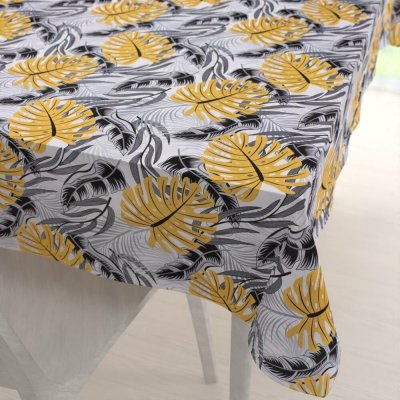 Biante bavlna ubrus Sandra SA-177 Okrové a šedé tropické listy 80x120 cm – Sleviste.cz