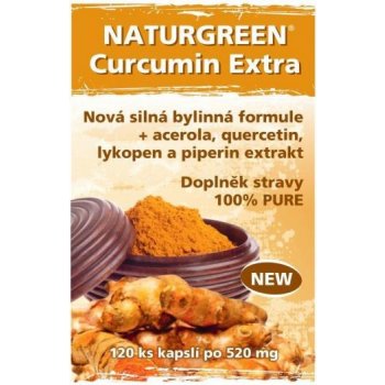 Naturgreen Organic Curcumin Extra+Piperin extrakt 120 vegan kapslí