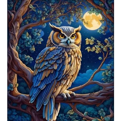 Norimpex Diamantový obrázek malování 30 x 40 cm Sova na stromě v noci – Zbozi.Blesk.cz