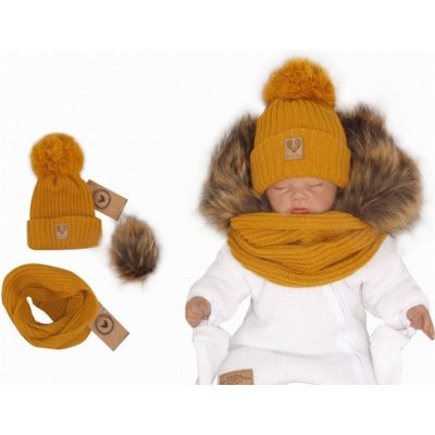 Z&Z Zimní čepice 3v1 komínek medová hořčice – Zboží Mobilmania