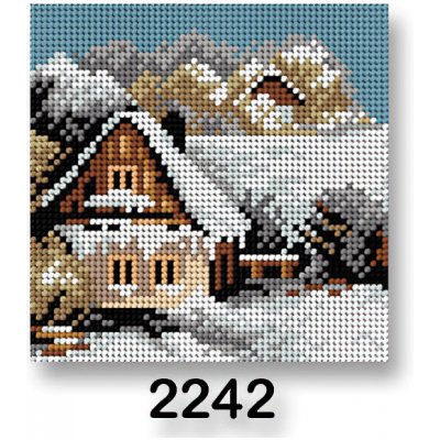 Stoklasa Vyšívací předloha 70244 2242 dům zima 1 šedá 15x15cm