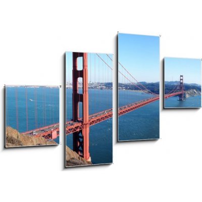 Obraz 4D čtyřdílný - 100 x 60 cm - San Francisco - Golden Gate Bridge san francisco golden gate bridge karetní hra bridge karetní hra – Zboží Mobilmania