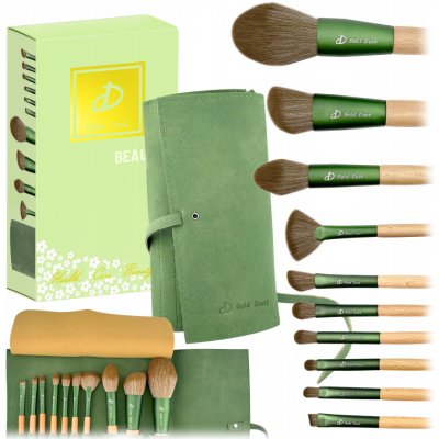 Štětec na make-up Gold Dust sada 10 ks syntetické štětiny bukové dřevo pouzdro – Zboží Mobilmania