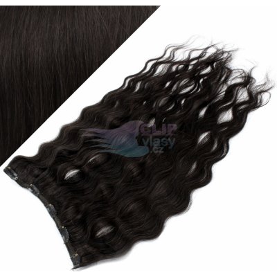 Vlnitý clip in pás 60cm 100% lidské vlasy - přírodní černá #1b