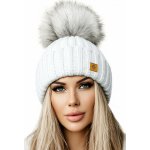 Fashionweek dámská zimní čepice s bambulí flísová podšívka Jenot Woolk Rita Bílá – Zboží Dáma