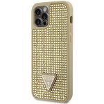 Pouzdro Guess Rhinestones Triangle Metal Logo iPhone 12/12 Pro Gold – Sleviste.cz