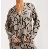 Calvin Klein dámský vrchní díl pyžama QS6848E 5VM béžová s černou
