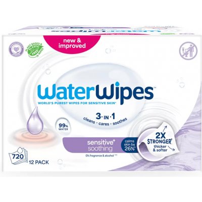 WATERWIPES Ubrousky vlhčené Soothing clean bez obsahu plastů 12 x 60 ks 720 ks – Zboží Dáma