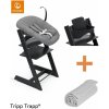 Jídelní židlička Stokke Set Tripp Trapp + Baby set + Newborn set Black + deka Dove Grey