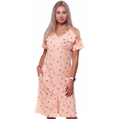 Puntíkatý župan nebo košilka těhotenská i kojící na zip s kočičkou 1G0596 oranžová – Hledejceny.cz