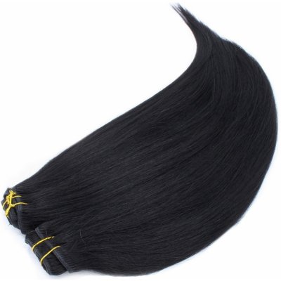 Clip in maxi set 43cm pravé lidské vlasy REMY černá – Sleviste.cz