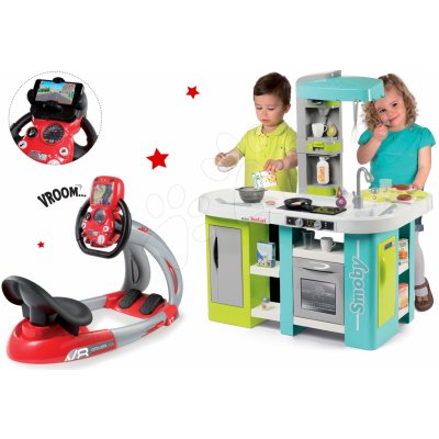 Smoby set kuchyňka elektronická Tefal Studio XL Bubble a trenažér V8 Driver 311035-18