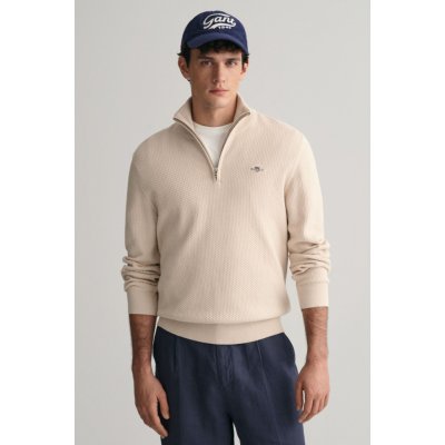 Gant Structured Cotton Half Zip hnědá – Zboží Dáma