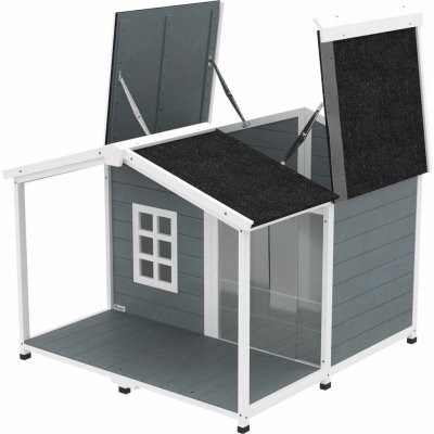 PawHut Psí bouda odolná proti povětrnostním vlivům 103 x 107 x 83,5 cm šedá – Zboží Dáma