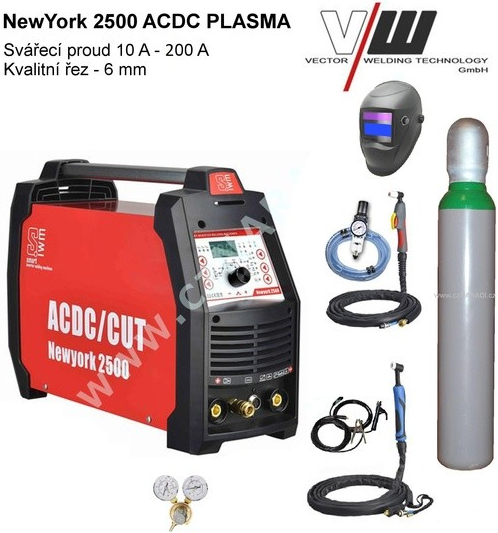 VECTOR WELDING NewYork 2500 ACDC + PLASMA - tig příslušenství + kukla + lahev