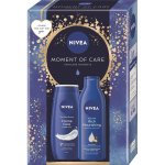 Nivea Moment of Care Creme Care sprchový gel 250 ml + Nivea Rich Nourishing tělové mléko 250 ml + dárková sada – Sleviste.cz