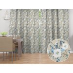 Biante Bavlněný závěs Sandra SA-552 Modré pnoucí květy na béžovém 150x250 cm – Zboží Mobilmania