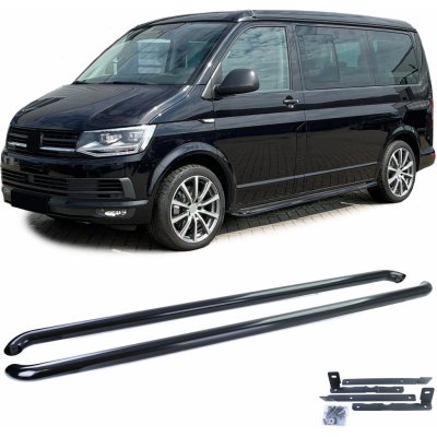 Boční nášlapy Volkswagen Transporter T5/T6/T6.1 krátké - černé (kulaté) – Zboží Mobilmania