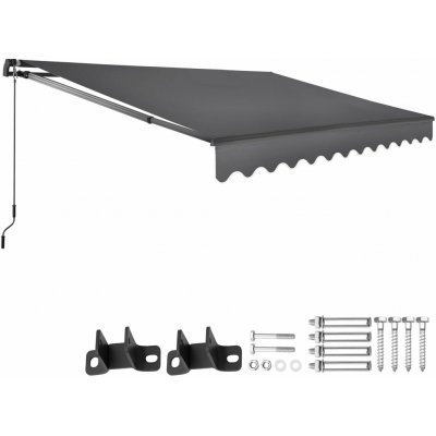 tectake 406133 výsuvná markýza ornella s držákem na zeď - 300 x 250 cm,tmavě šedá – Zboží Mobilmania