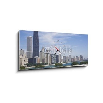 Obraz s hodinami 1D panorama - 120 x 50 cm - Amazing Gold Coast in Chicago Amazing Gold Coast v Chicagu – Hledejceny.cz