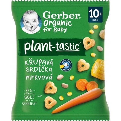 Gerber Křupavá srdíčka mrkvová BIO 10M+ 28 g – Sleviste.cz
