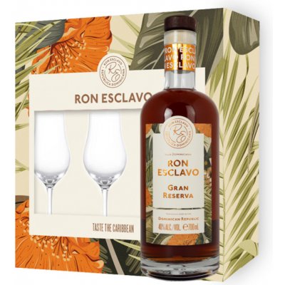 Ron Esclavo Gran Reserva 40% 0,7 l (dárkové balení 2 sklenice) – Zboží Mobilmania