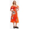 Dámské šaty Desigual Oranžové dámské květované midišaty Georgeo