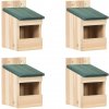 Zahradní krmítko a budka VidaXL Bird Houses 4 ks 12 x 16 x 20 cm jedlové dřevo