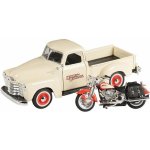 MaistoHD Chevrolet 3100 PickUp 1950 + FLSTS Heritage Springer 2001 béžová:bar oranžová 1:25 – Zbozi.Blesk.cz