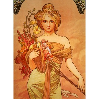 Fedkolor Alfons Mucha - Bouquet obraz oranžová