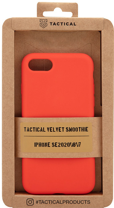 Pouzdro AppleMix TACTICAL Velvet Smoothie Apple iPhone 7 / 8 / SE 2020 / SE 2022 - příjemné na dotek - silikonové - chilli červené