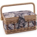 Kazeta / košík na šití čalouněný, střední, 17 modrá tmavá paisley – Zboží Mobilmania