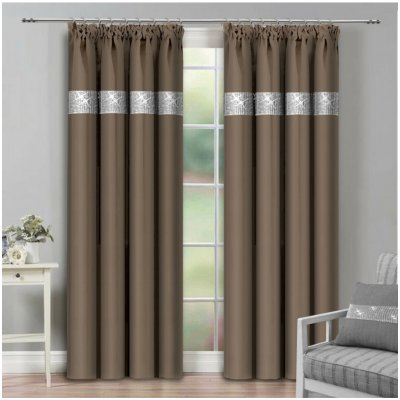 Závěs na řasící pásce se zirkóny 140x250 cm mokka 140x250 cm Mokka – Zboží Dáma Závěs na řasící pásce se zirkóny 140x250 cm mokka 140x250 cm Mokka – Zboží Dáma