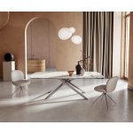 DELIFE Jídelní stůl Edge oválný 240 x 120 keramika Calacatta Luxe bílo-zlato-šedá křížová podnož hranatá z nerezové oceli – Zboží Mobilmania