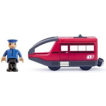 Woody Elektrická lokomotiva s panáčkem červená