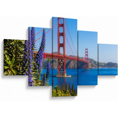Obraz - Golden Gate Bridge, San Francisco, pětidílný 125x70 cm – Hledejceny.cz