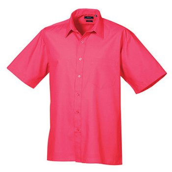 Premier Workwear pánská košile s krátkým rukávem PR202 hot pink
